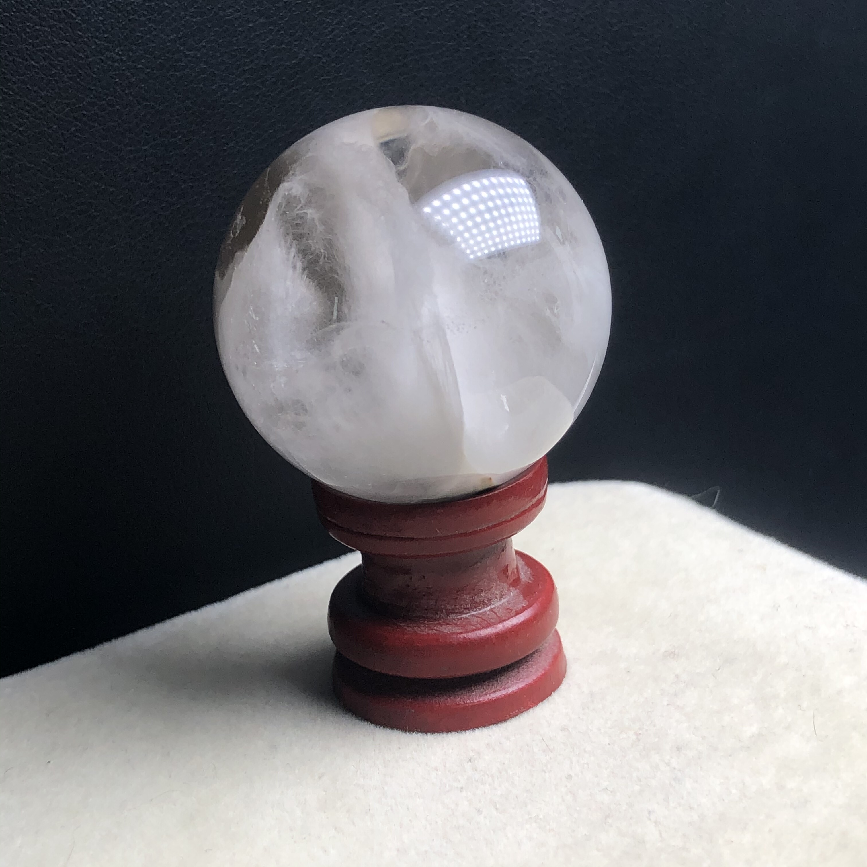 30.8毫米稀有大颗粒卷毛天然水晶卷毛兔毛单珠摆件 漫步云端