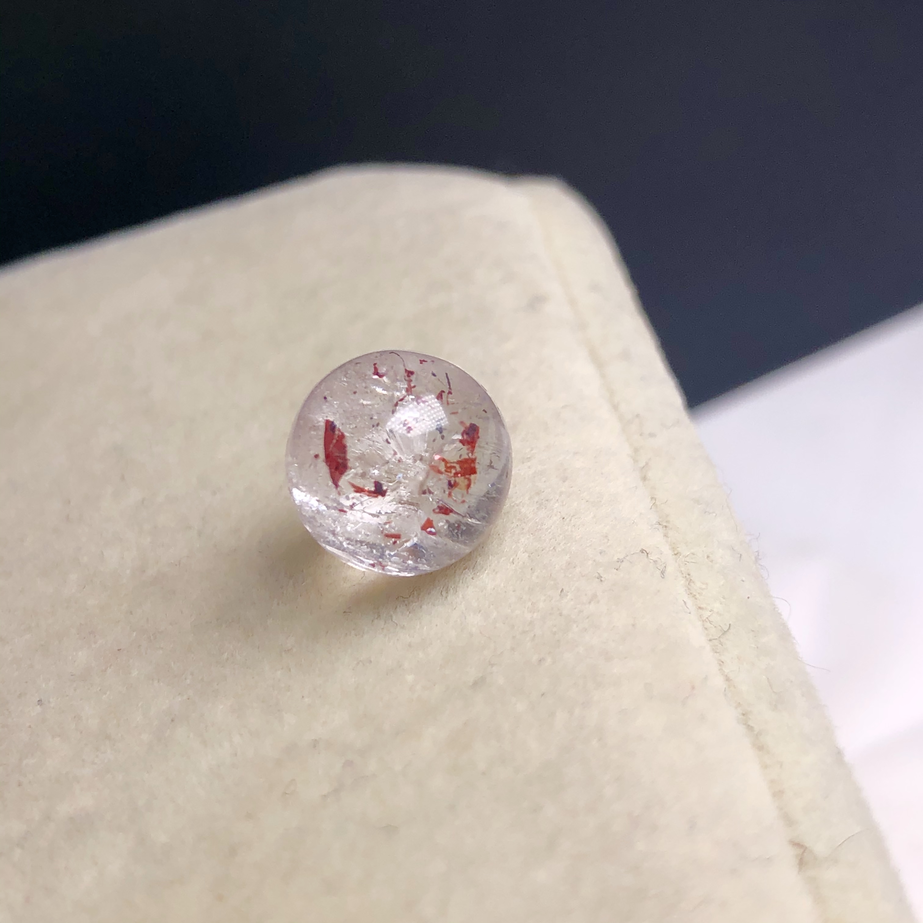 (9.3mm)稀有老矿放漏天然共草莓超七云母水晶单珠