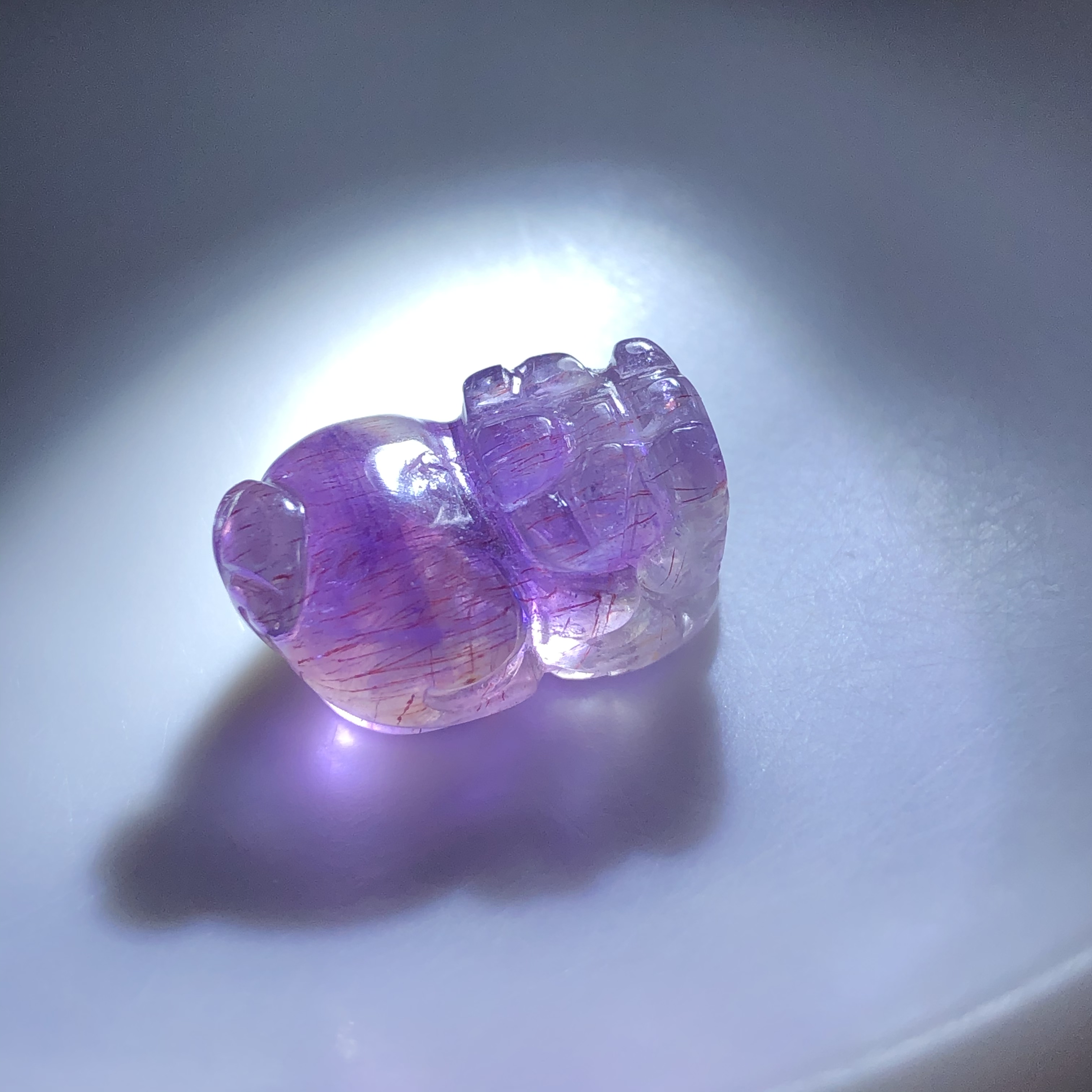 巴西老矿天然水晶紫水晶貔貅雕刻吊坠配饰单珠