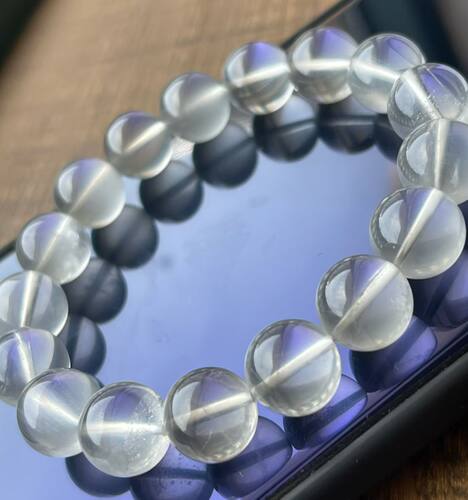 老矿福利大漏天然水晶冰透果冻体灰兔毛手串