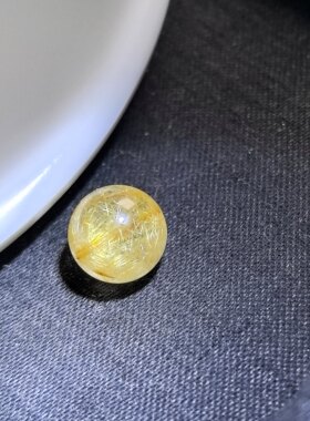 8.9毫米老矿大漏天然水晶维纳斯金发晶单珠已打孔