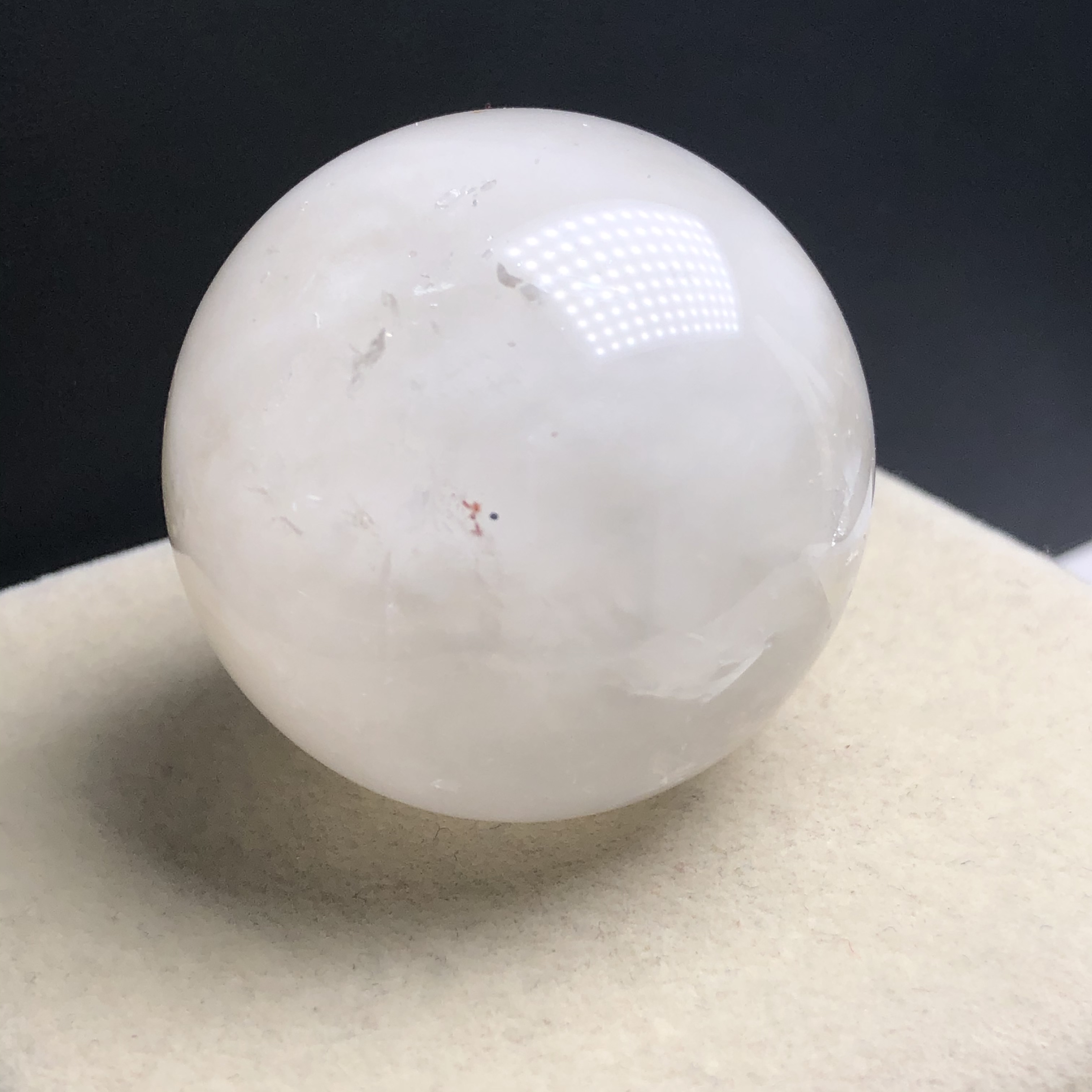 41.3毫米老矿福利天然白兔毛卷毛共生晶中晶水晶单珠 棉花糖