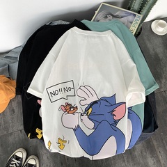 Cartoon ins loose t-shirt men's summer short sleeve top trend half sleeve