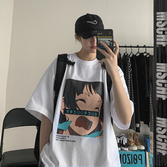 Cartoon funny short sleeve t-shirt men's summer loose trend Korean leisure