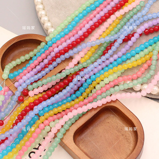 6mm玻璃烤漆珠仿玉珠diy古风发簪发夹发饰平安果珠子材料配件