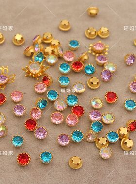 100个装6/8mm花篮花心爪钻diy古风对夹花心花蕊装饰材料配件