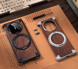 派凡胡桃木适用华为matex5手机壳典藏版x3金属无边框带磁吸支架木质保护套外壳超薄实木折叠屏单后壳新款后盖
