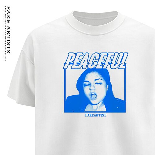 盗版艺术家 美式复古PEACEFUL数码直喷300克重磅纯棉短袖T恤
