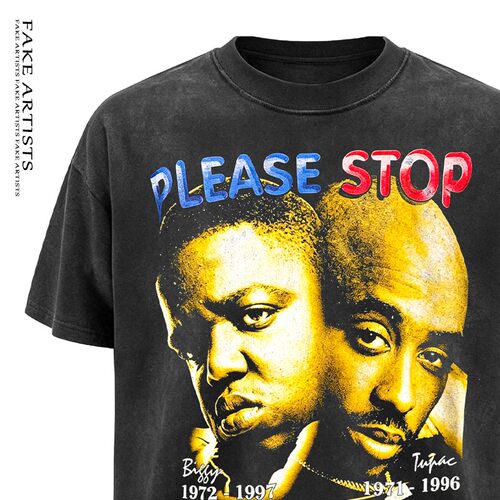 「重磅炒色」260克重磅纯棉圆领短袖T恤说唱歌手 big和2pac
