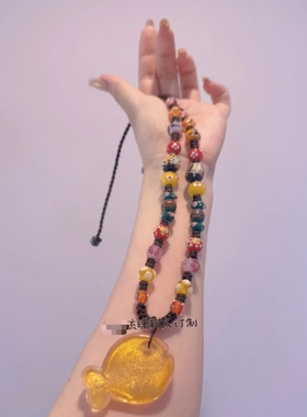 原创复古捷克珠串珠手链琉璃手链琉璃手串琉璃金鱼毛衣链网红同款