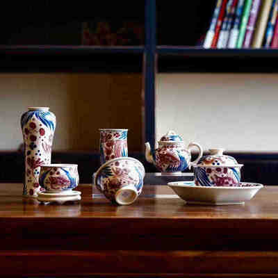 霖松堂青花釉里红鱼藻宫灯壶景德镇手绘陶瓷茶具茶杯单个泡茶壶