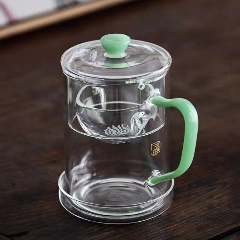 晶焱高档茶水分离泡茶杯带把手创意办公室水杯个人专用小青柑茶具