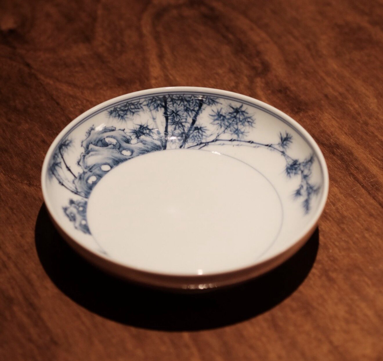 半斋茶器新品豇豆红青花竹石壶承