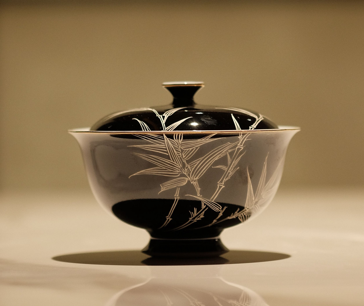 半斋金错银竹子黑地元宝盖碗120ml,居家布艺,茶席,淘宝优惠券,粉丝福利购,淘宝优惠卷