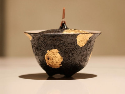 半斋 漆饰点金乳足盖碗150ml