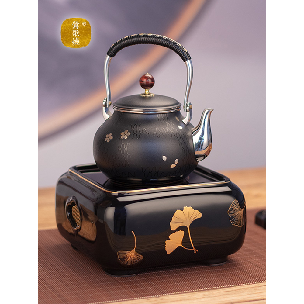 莺歌烧电陶炉家用四方小型静音煮茶炉不挑壶泡茶无线遥控烧水炉