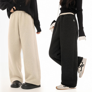 一条过冬胖女童加绒加厚直筒裤冬装中大童加肥加大码宽松保暖卫裤