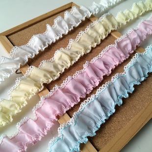 撞色狗牙纯棉褶皱花边DIY 大肠圈抱枕宠物娃衣lo裙 包 伞装饰辅料