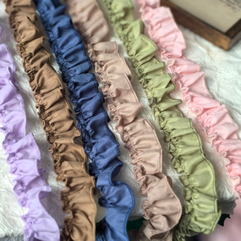 纯棉布褶皱荷叶边DIY 书衣洋装抱枕大肠圈洛丽塔PH风娃衣服装辅料