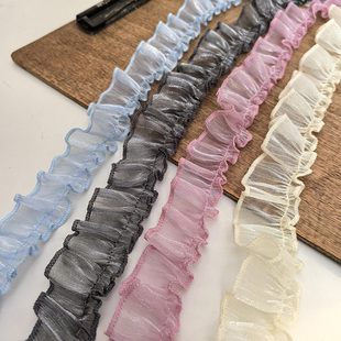 马卡龙亮丝雪光缎褶皱蕾丝花边 痛包 应援扇娃衣裙摆袖口帽子材料