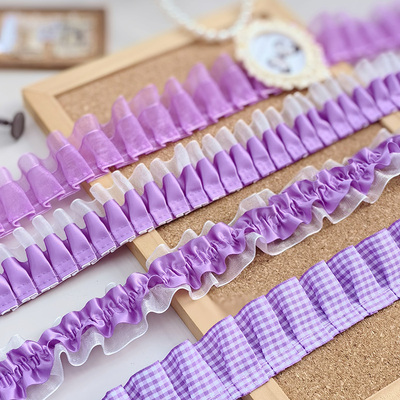 紫色高档蕾丝花边辅料手工diy 应援扇发饰服装娃衣宠物围裙边装饰