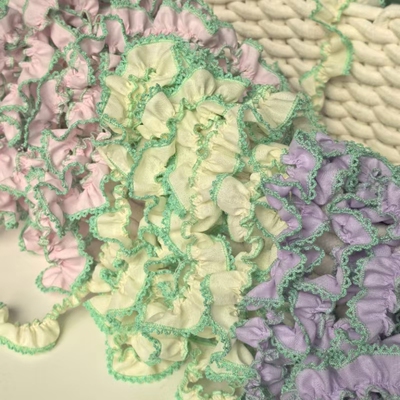 优质纯棉布缩褶双色狗牙花边DIY 大肠圈书衣宠物帽子lo裙服饰辅料