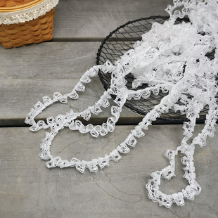 米白色百搭褶皱褶子无弹蕾丝花边辅料裙摆袖 口衣领芭比娃衣服窗帘