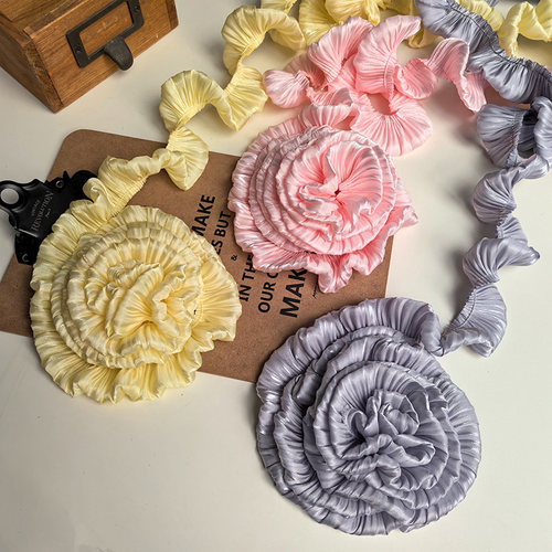 双层超柔闪光水晶缎褶皱diy 洋娃娃书衣玩具发圈lo伞裙摆服装辅料