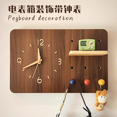 实木创意电表箱装饰画时钟表挂钟