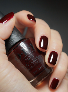 美国opi指甲油秋冬红色深酒红车厘子牛血红MI12免烤深红持久显白