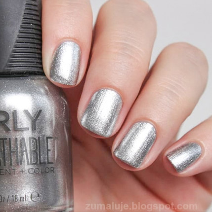 美国orly指甲油高级金属银2010004镜面摇滚银色elixir不可剥免烤