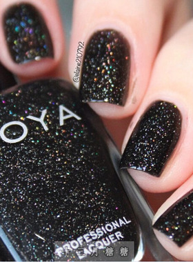 美国正品ZOYA指甲油HOLO细闪ZP645 Storm野性玄黑色显白爆闪持久