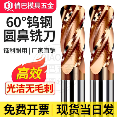 60度四刃钨钢圆鼻铣刀合金牛鼻刀
