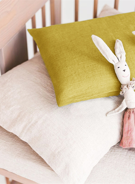 100%植物亚麻布宝宝幼儿园儿童枕套40X60CM纯色枕头套30X50CM定制