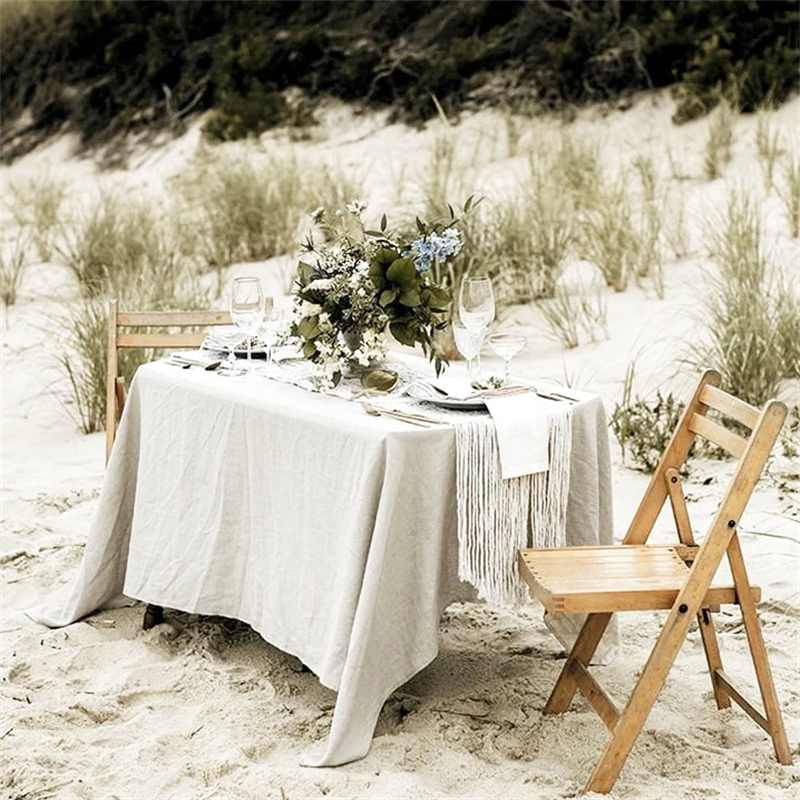 纯色亚麻布婚礼甜品台签到台布桌布长方形可定制正方形拍照背景布