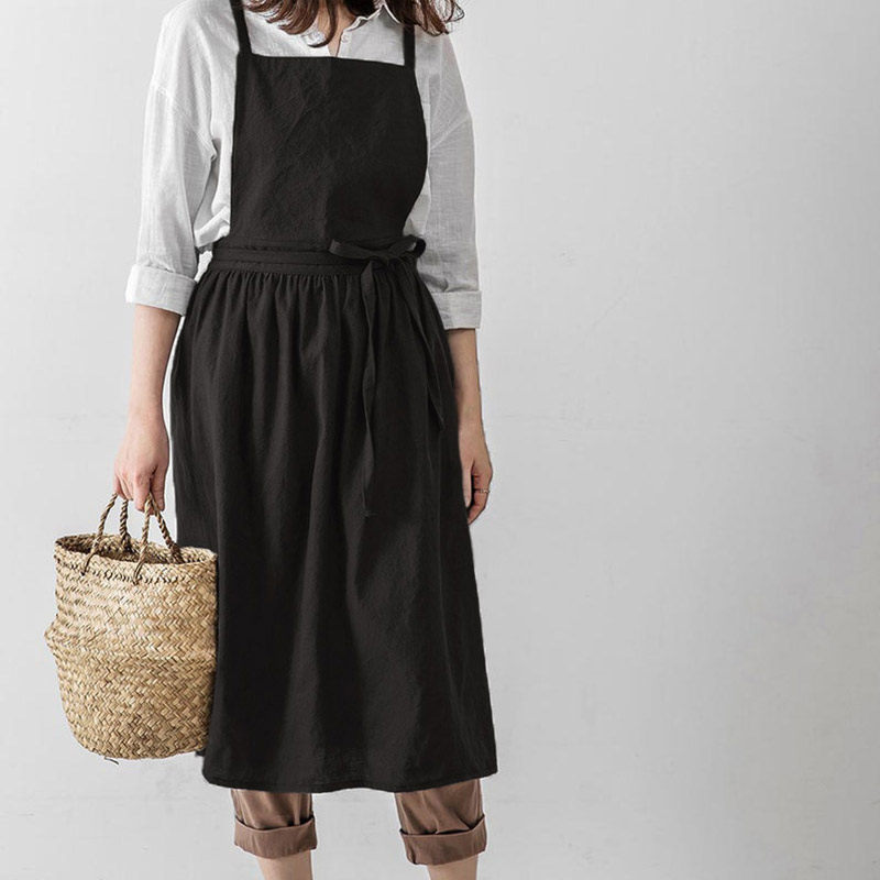 纯亚麻复古文艺咖啡店烘焙围裙