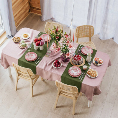 秋冬氛围感亚麻布艺家用餐桌布长方形纯色会议台布酒店桌布防尘布