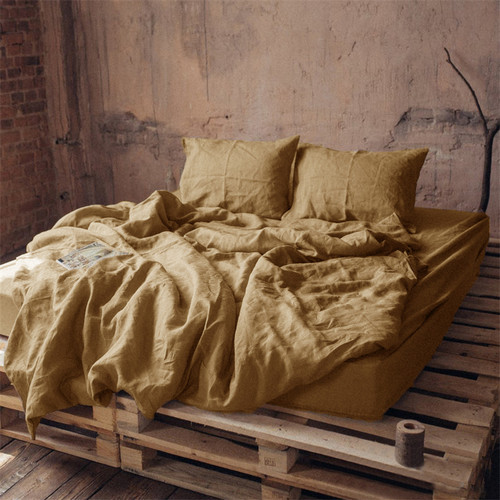 2025新款纯色亚麻四件套轻奢高级感床单被套亲肤床笠三件套可定制