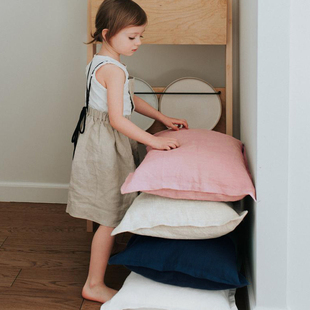 100%亚麻儿童单人枕套荷叶边枕头套除螨抑菌透气吸汗枕芯内胆套