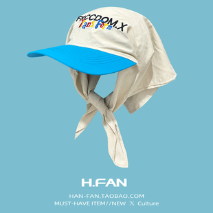 韩版GD同款刺绣撞色头巾帽子女夏季逛街街头个性鸭舌帽棒球帽男