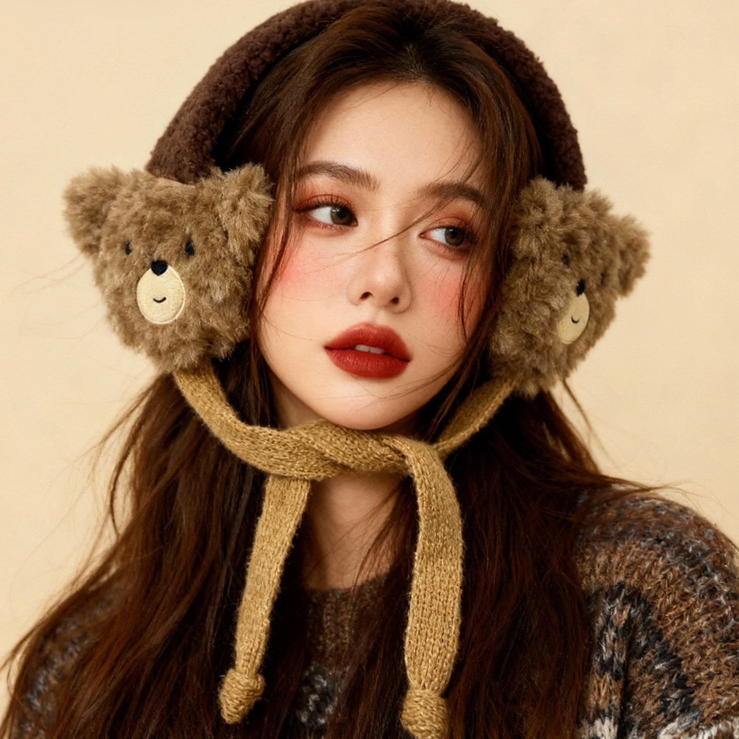 可爱小熊绑带毛绒耳罩女冬季保暖防风防寒户外骑行耳套耳包耳捂子,服饰配件/皮带/帽子/围巾,耳套,淘宝优惠券,粉丝福利购,淘宝优惠卷