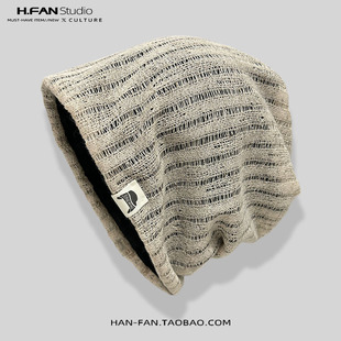 大头为针织缕空坑条堆堆帽子女2025春秋新款透气时尚休闲套头冷帽