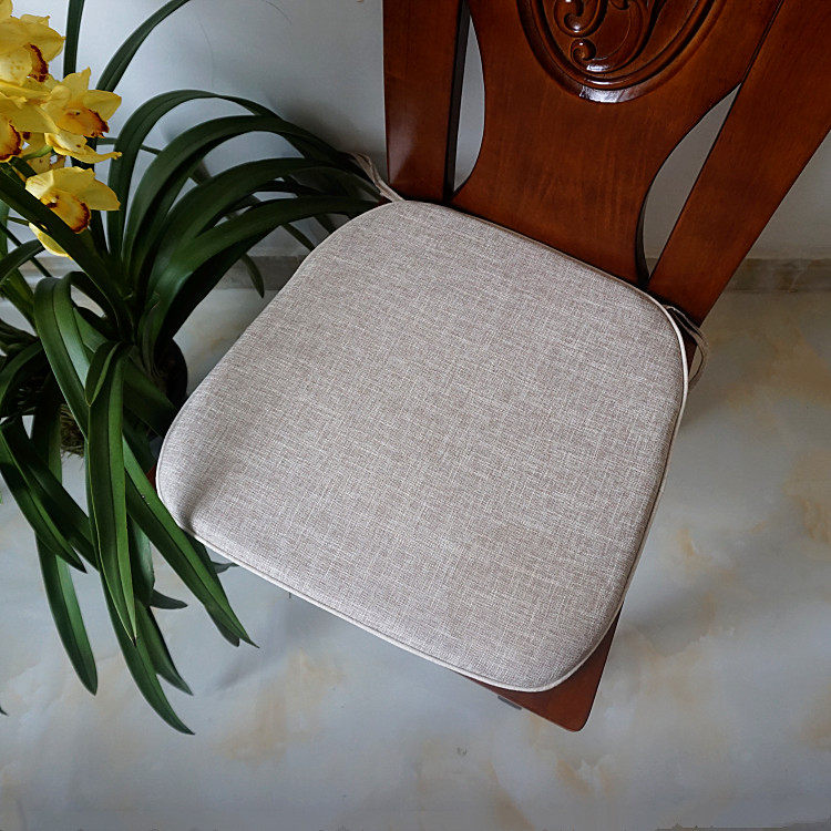 中式马蹄形坐垫高密度海绵温沙椅垫纯色梯形餐椅垫亚麻可定制logo
