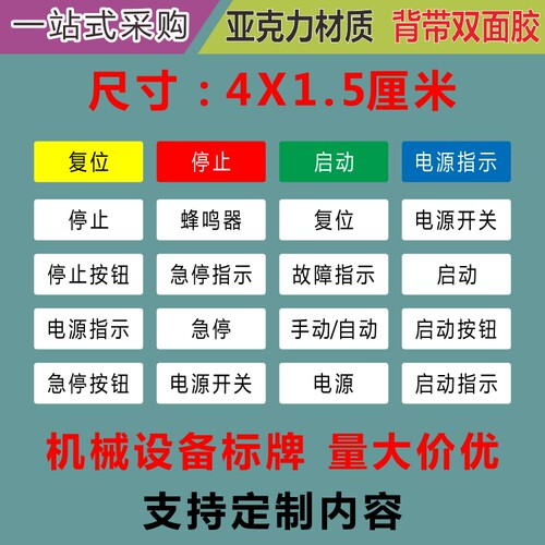 电气箱提示牌亚克力启动停止
