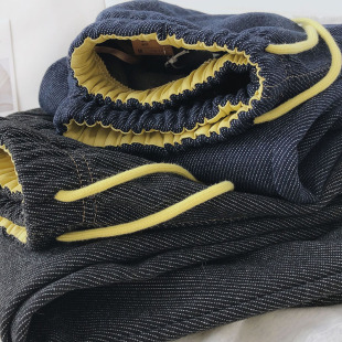 弯刀裤 敲显瘦 学生窄版 女秋冬垂感直筒休闲裤 加厚羊毛牛仔阔腿裤