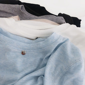 丝滑凉感天丝长袖 宽松显瘦学生圆领防晒针织衫 t恤女夏季 透气薄款