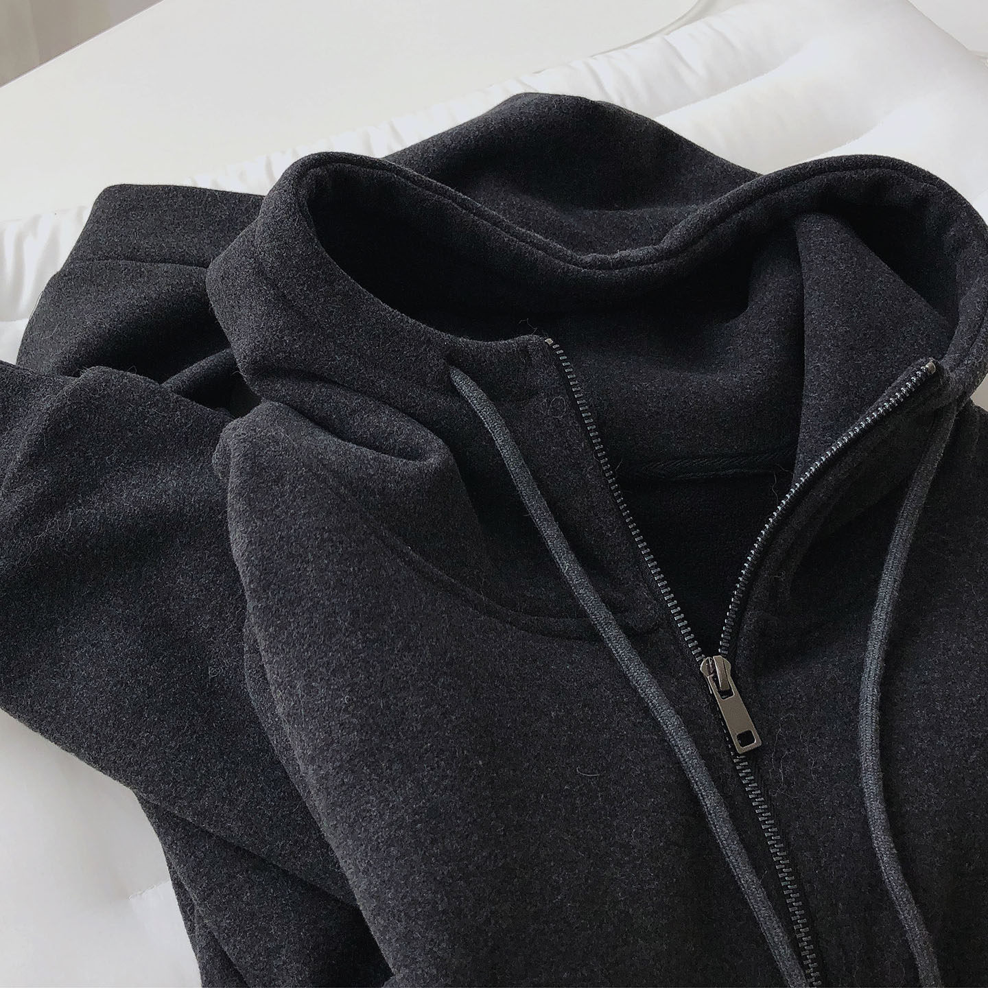 软绵磨毛高领连帽卫衣外套女秋冬加绒加厚宽松显瘦深灰色拉链开衫,女装/女士精品,卫衣/绒衫,淘宝优惠券,粉丝福利购,淘宝优惠卷