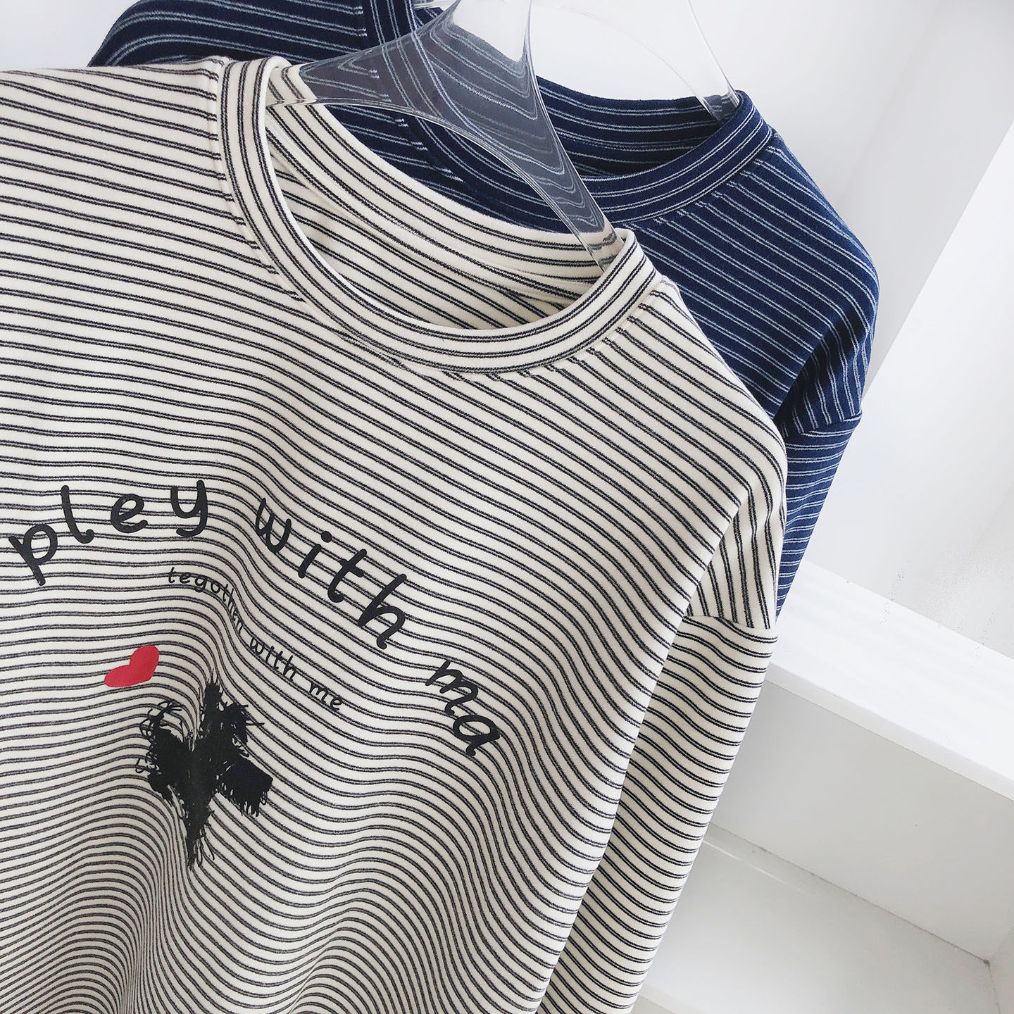 软绵羊绒手感/磨毛加厚条纹打底衫女秋冬休闲宽松减龄学生长袖T恤,女装/女士精品,T恤,淘宝优惠券,粉丝福利购,淘宝优惠卷