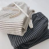 敲保暖加绒加厚条纹直筒阔腿裤 女秋冬高腰宽松垂感休闲学生拖地裤