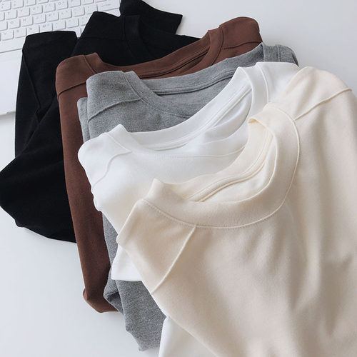 纯棉圆领打底衫女内搭长袖t恤
